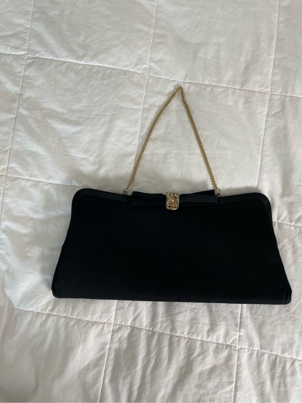 Vintage Fancy Bow Gold Clasp Envelope Purse Handbag
